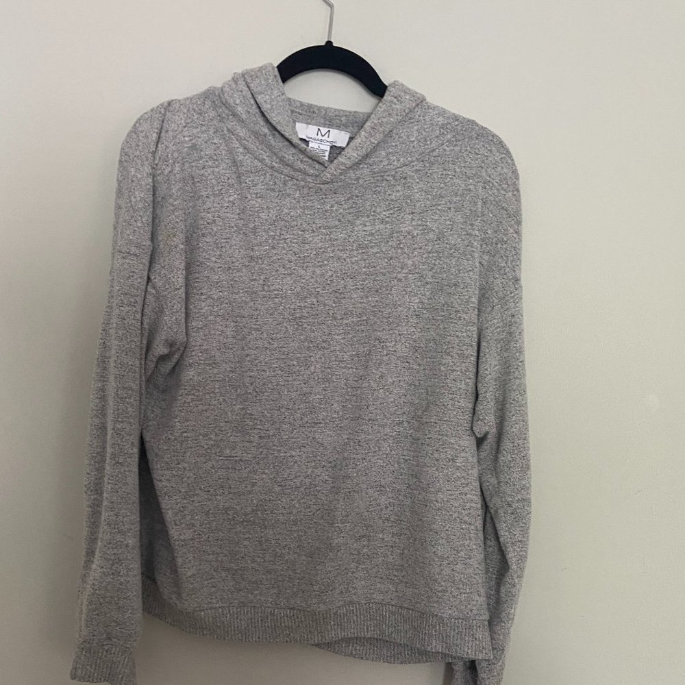 Magaschoni Gray Hooded Slim Fit Sweatshirt Size Large